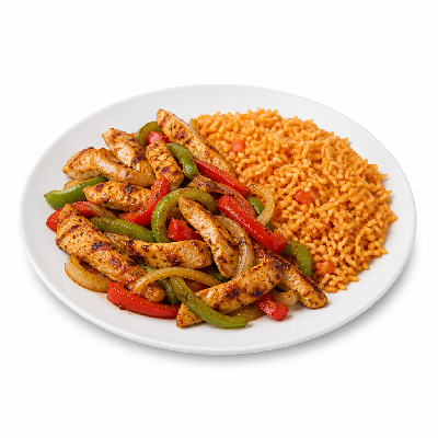 On The Border Lunch Border's Best Chicken Fajitas with Mexican Rice without Tortillas & Condiments