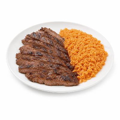 On The Border Lunch Border's Best Steak Fajitas with Mexican Rice without Tortillas & Condiments