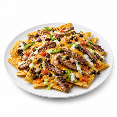 On The Border Starters Stacked Nachos Add Fajita Steak