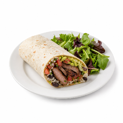 On The Border Tacos Burritos Chimi's the Big Bordurrito Steak with Mixed Greens without Dressing