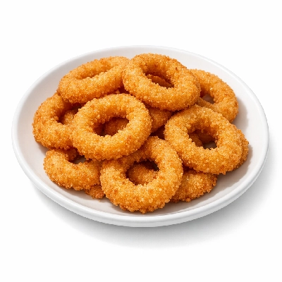 Onion rings breaded and fried