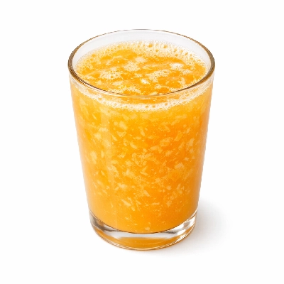 Orange drink breakfast type with juice and pulp frozen concentrate prepared water