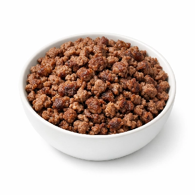 Ostrich ground cooked pan-broiled