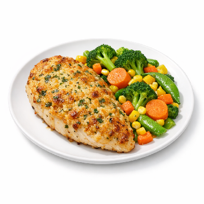 Outback Steakhouse Parmesan Herb Crusted Chicken with Seasonal Mixed Vegetables