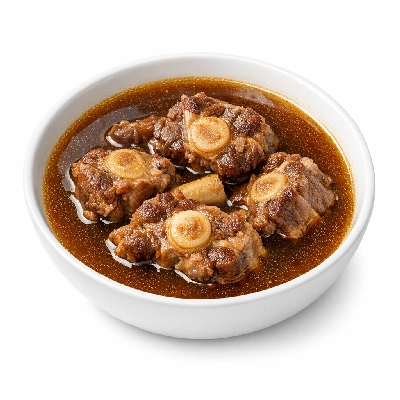 Soup oxtail dehydrated prepared with water