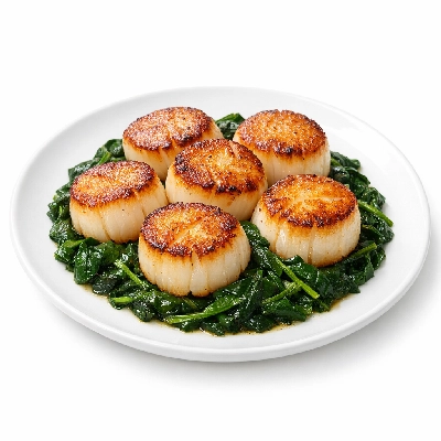 Pan Seared Scallops with Spinach