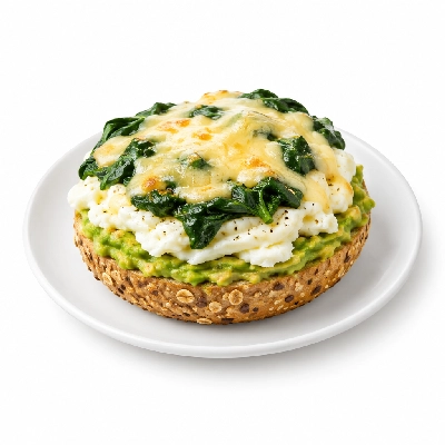 Panera Bread Avocado Egg White Spinach & Cheese on Sprouted Grain Bagel Flat