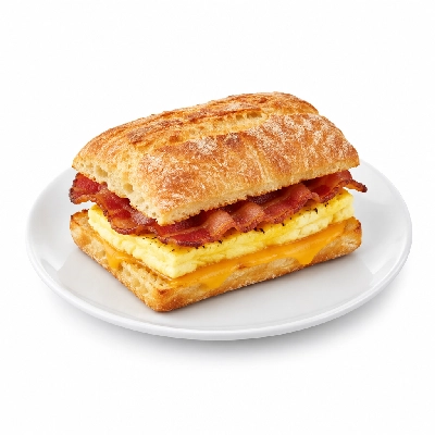 Panera Bread Grilled Breakfast Sandwiches Bacon Egg & Cheese on Ciabatta