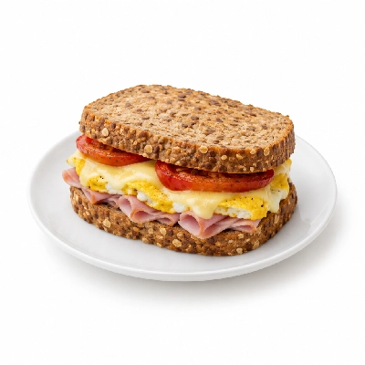 Panera Bread Ham Egg Cheese & Roasted Tomato on Whole Grain Farmstyle Bread