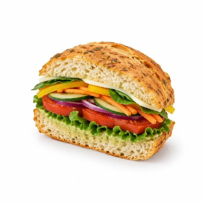 Panera Bread Mediterranean Veggie on Tomato Basil Half