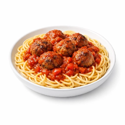 Pasta with meatballs in tomato sauce canned entree