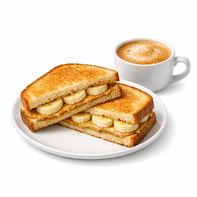 PB & Banana Sandwich with Cappuccino