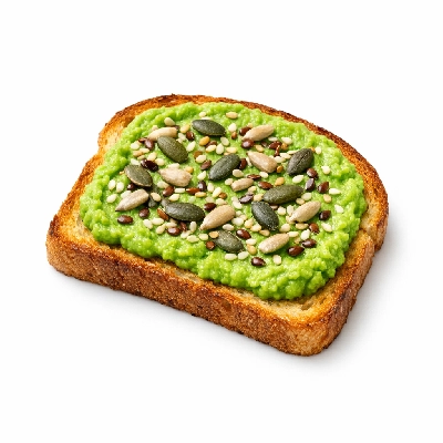 Pea spread toast with seeds