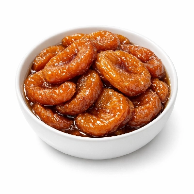 Peaches dried sulfured stewed with added sugar