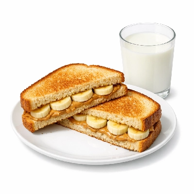 PB & Banana Sandwich with Milk