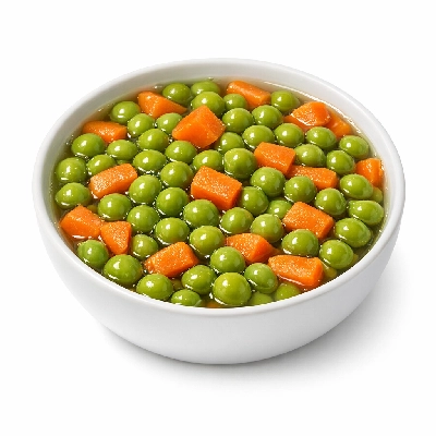 Peas and carrots canned no salt added solids liquids