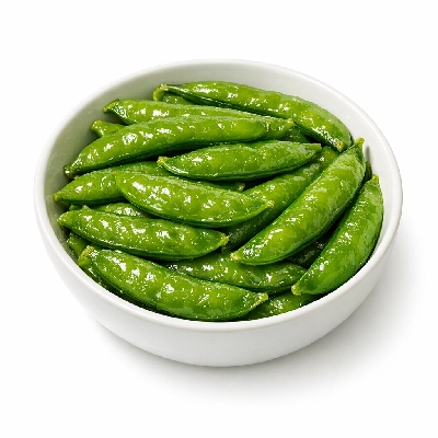 Peas edible-podded frozen cooked boiled drained with salt snowpeas sugar snap