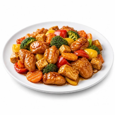 Pei Wei Asian Kitchen Signature Dishes Caramel Chicken Vegetables & Tofu (Stock Velveted)