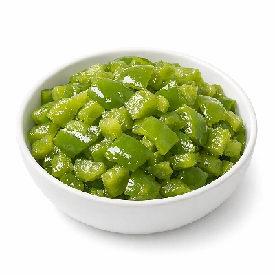 Peppers sweet green frozen chopped cooked boiled drained with salt