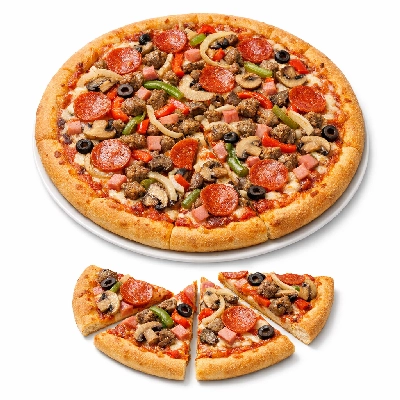 Pizza 14" meat and vegetable topping, regular crust
