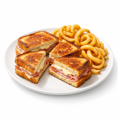 Pizza Hut Sandwich Black Forest Ham & Cheese Diablo with Curly Fries