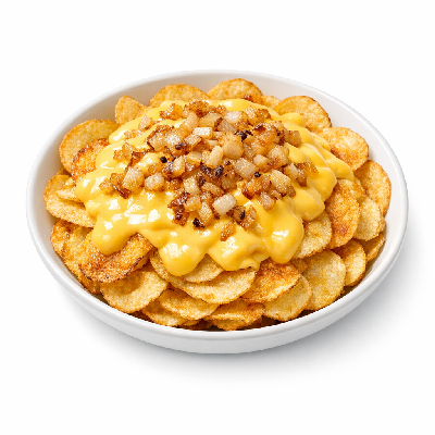 Pizza Hut Starters Crisps with Cheese Sauce & Onions (Fried)