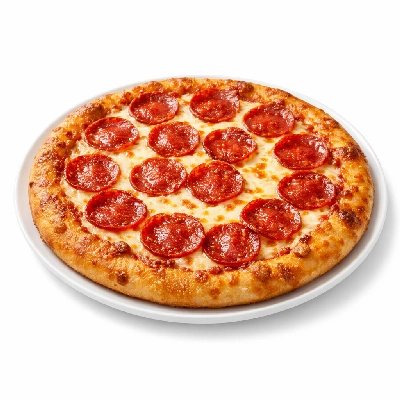 Pizza pepperoni topping regular crust frozen cooked