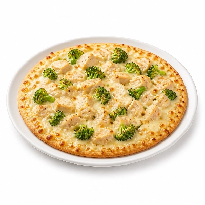 Pizza Ranch Medium Pizza Chicken Broccoli Alfredo Thin Crust Buffet