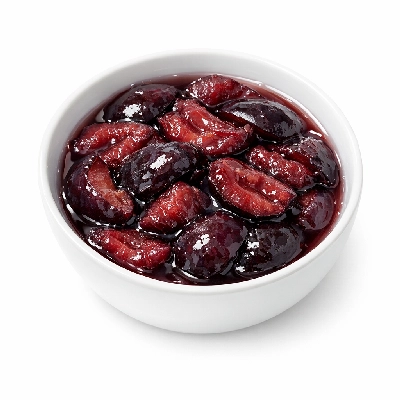 Plums canned purple light syrup pack solids and liquids