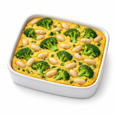 Polenta Casserole with Broccoli and Cannellini Beans