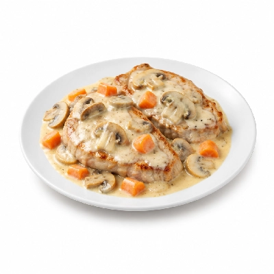 Ponderosa & Bonanza Steakhouse All You Can Eat Buffet Creamed Pork Chops with Mushrooms and Carrots