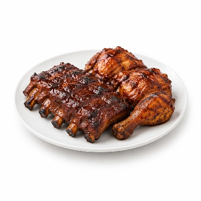 Ponderosa & Bonanza Steakhouse Combos Half Rack BBQ Ribs and Chicken