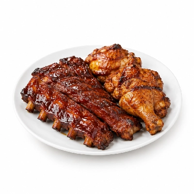 Ponderosa & Bonanza Steakhouse Combos without Sides Half Rack BBQ Ribs and Chicken