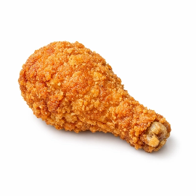 Popeyes fried chicken mild drumstick meat and skin with breading