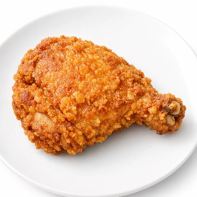 Popeyes fried chicken mild thigh meat and skin with breading