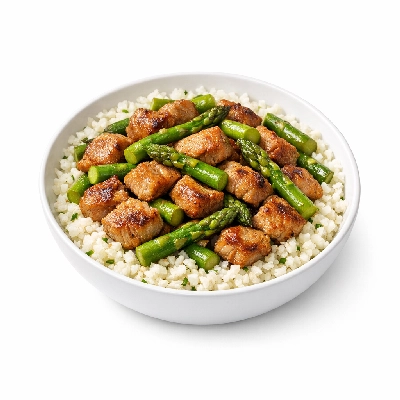 Pork and Asparagus Stir Fry with Cauliflower Rice