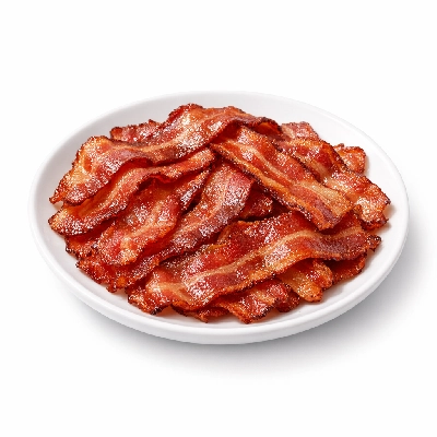 Pork cured breakfast strips cooked