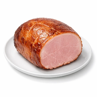 Pork cured ham and water product whole boneless separable lean only heated roasted