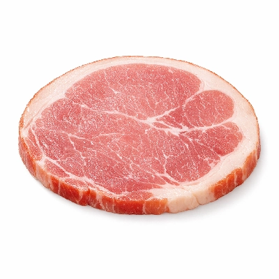 Pork cured ham center slice separable lean and fat unheated