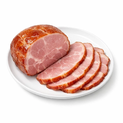 Pork cured ham low sodium lean and fat cooked