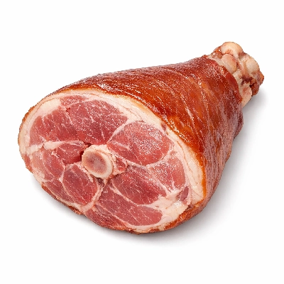 Pork cured ham shank bone-in separable lean and fat unheated