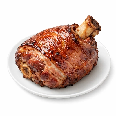 Pork cured ham shank bone-in separable lean only heated roasted