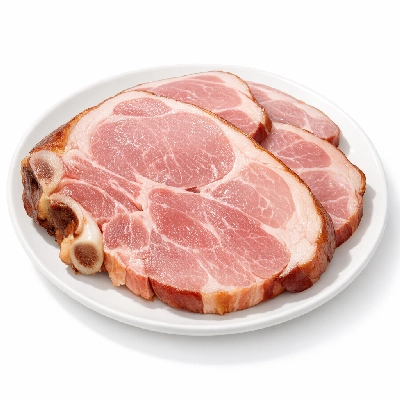 Pork cured ham slice bone-in separable lean only unheated