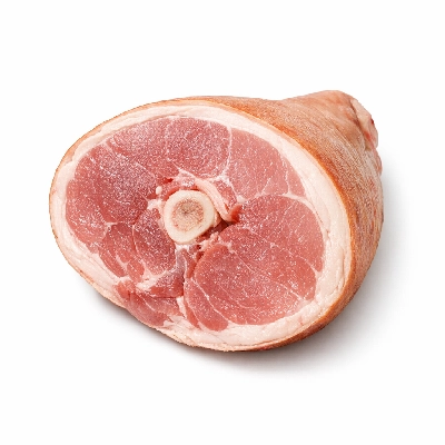 Pork cured ham -- water added rump bone-in separable lean only unheated