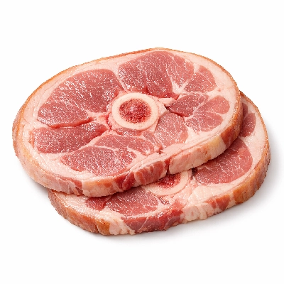 Pork cured ham -- water added slice bone-in separable lean and fat unheated