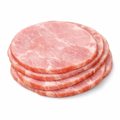 Pork cured ham -- water added whole boneless separable lean and fat unheated