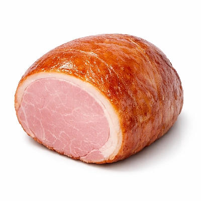 Pork cured ham -- water added whole boneless separable lean only heated roasted