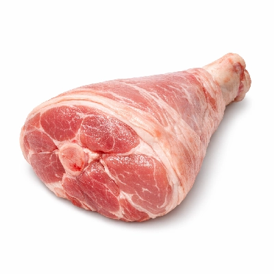 Pork cured ham with natural juices shank bone-in separable lean only unheated