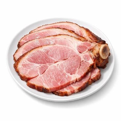 Pork cured ham with natural juices slice bone-in separable lean only unheated