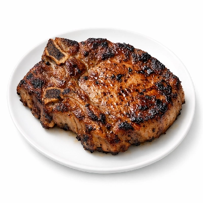 Pork fresh blade (chops) boneless separable lean and fat cooked broiled